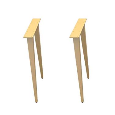 Imagem de Conjunto de 2 pernas de mesa, trapézio industrial resistente, pernas de mesa de café, pernas de mesa de centro com parafusos para mesa de café da manhã, banco com suporte. (dourado 45 x 100 cm)