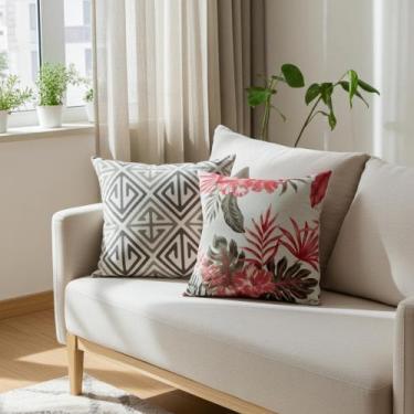 Imagem de kit Capas para Almofadas 50 x 50 Estampadas Conjunto 2 Peças - Nallu D