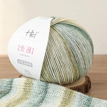 Imagem de SHIKE Cloud-Cluster, fio de cor arco-íris, lã macia e algodão gradiente multicolorida para tricô ou crochê. 38% algodão, 18% lã, 44% acrílico, 200g 458m (YT08)