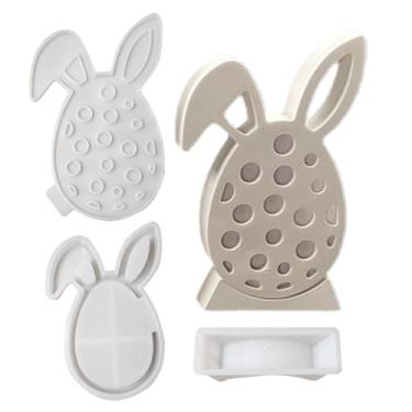Imagem de Moldes de silicone para ovos de páscoa | Peça central de cimento de concreto de ovo de coelho | Molde de fundição de resina epóxi, para mesa de jantar, centro de mesa, festa de casamento, decoração de