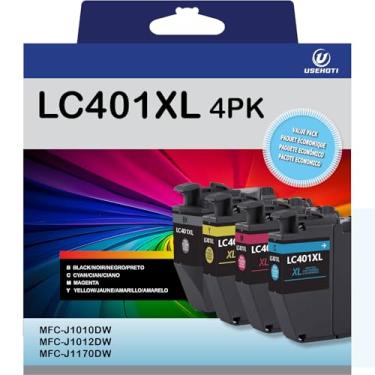 Imagem de USEHOTI Cartuchos de tinta LC401XL compatíveis com impressora Brother LC401 LC401XL de alto rendimento com Brother MFC-J1010DW MFC-J1012DW MFC-J1170DW (preto, ciano, magenta, amarelo, pacote 4GG)