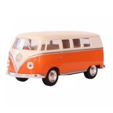 Imagem de Vw Kombi Nacional Metal 1962 Kinsmart 1:32 Laranja e Bege