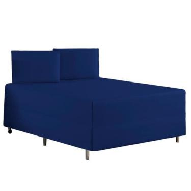 Imagem de Jogo de Lençol Casal King Malha 100% Algodão 03 Peças Para Cama Box - 