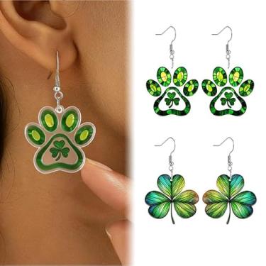Imagem de Brincos de acrílico pendentes de Dia de São Patrício para mulheres e famílias, joias engraçadas, one size, Acrílico, Sem pedra preciosa