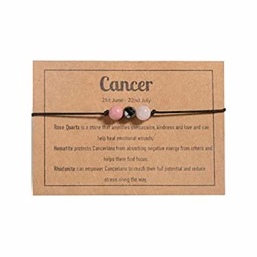 Imagem de Fuqimanman2020 12 pulseiras elásticas com pedras naturais de cristal do zodíaco do zodíaco para cura com pedra preciosa de cura ajustável para casais, amizade, reiki, ioga, meditação, joias, 8 inch