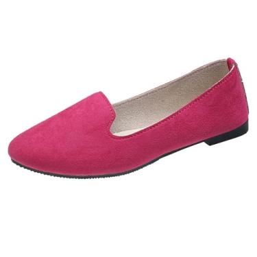 Imagem de Tênis feminino moderno casual primavera e verão em cores doces como sapatos de trabalho versáteis com opções de tamanho grande para uso externo e interno, Rosa choque, 35