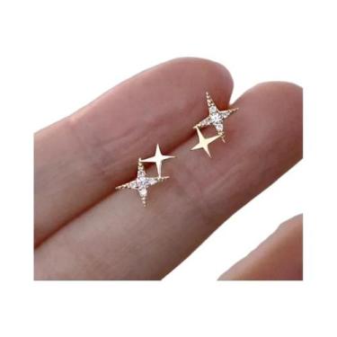 Imagem de Brincos De Estrela Cruzada Assimétrica Prateada Para Mulheres E Menina