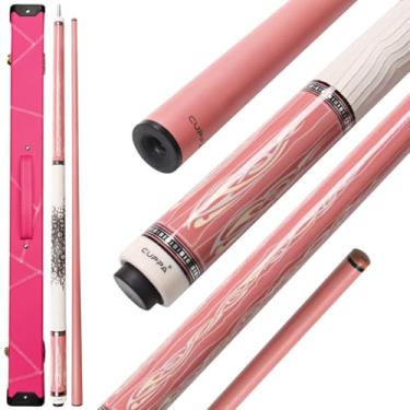 Imagem de YEUEK Taco de sinuca Cuppa Woman de fibra de carbono 10,5/11,5/12,5 mm ponta feminina envoltório de couro rosa baixa deflexão bastão de sinuca com estojo profissional