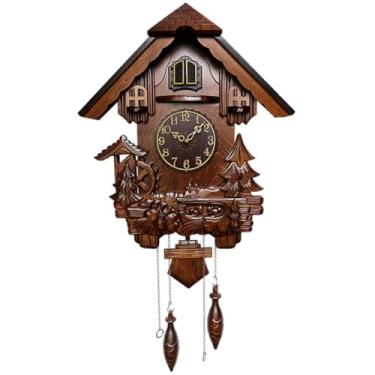 Imagem de Relógios de cuco relógios de parede decoração casa de fazenda movimento de quartzo relógio cuco, relógio de pêndulo vintage doméstico, relógio de parede de madeira feito à mão, decoração de parede de