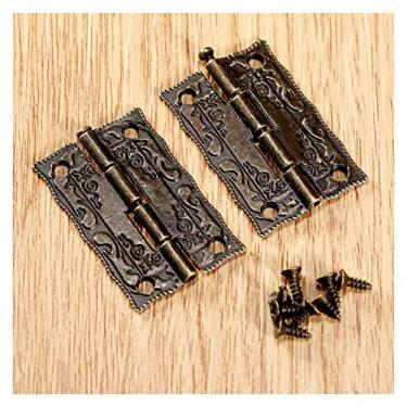 Imagem de Dobradiças 2 peças dobradiças para móveis de porta de armário 36 * 23 mm joias caixas de madeira dobradiças decorativas acessórios para móveis + parafusos + caixa de armazenamento