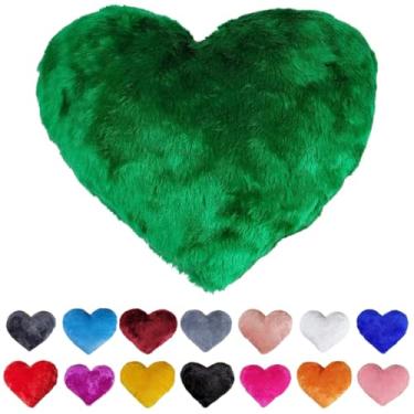 Imagem de Almofada de Pelúcia Coração Decorativa | Almofada Romântica Presente 40x35cm (Verde)