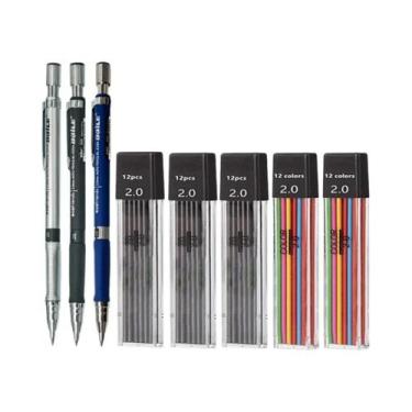 Imagem de Conjunto De Lápis Mecânico De 2.0mm Com Refil De Grafite 2B Preto E Co