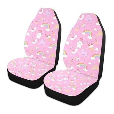 Imagem de xigua Cute Bunnies Capas de assento de carro dianteiras universais, pacote com 2, capas protetoras de assento de carro respiráveis para decoração de interiores automotivos, SUV, carros e caminhões