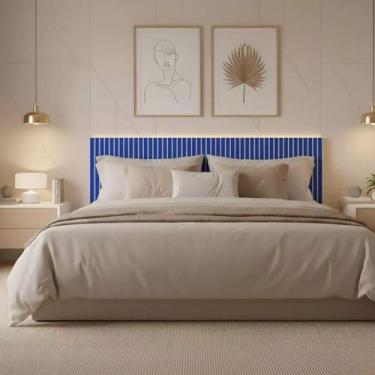 Imagem de Painel Cabeceira Ripado Autoadesivo em MDF 6mm Pintura UV Casal 1,45m 