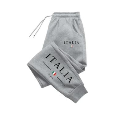 Imagem de Calças De Moletom Casuais Masculinas Estilo Esportivo Moda Italiana Pa