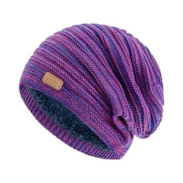 Imagem de Gorro De Inverno Unissex Com Listras E Forro De Pelúcia, Chapéu Tricot