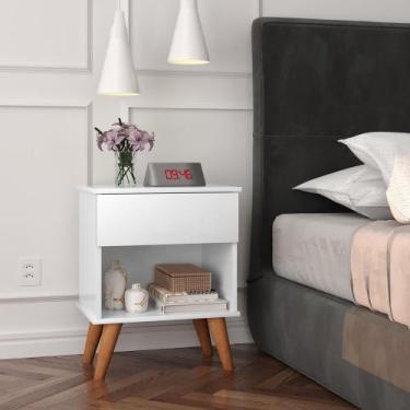 Imagem de Mesa de Cabeceira para Quarto 1 Gaveta Retrô com Prateleira Duda - Bra