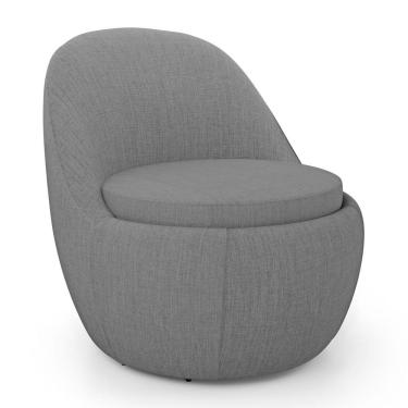 Imagem de Poltrona Orgânica Living Memphis Fixa Linho Cinza Escuro - Desk Design