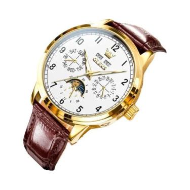 Imagem de Relógio Mecânico Automático De Luxo Masculino OLEVS 6698 Com Fase Luna