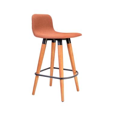 Imagem de Banqueta Baixa Linea Aço Preto para Cozinha Balcao Ilha Gourmet Design Moderno - Terracota Assento