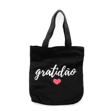 Imagem de Bolsa Tecido Gratidão Ecobag Sacola Feminina 100% Algodão  - DB