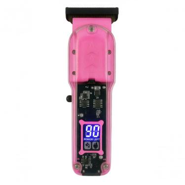 Imagem de Maquina De Cortar Cabelo Transparente Visor Digital Rosa