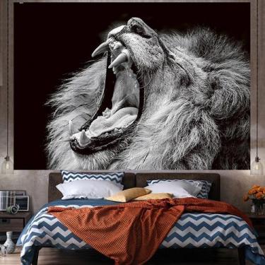Imagem de Microtecido de parede Tapeçaria Animal Lion 150x130cm para quarto - yi