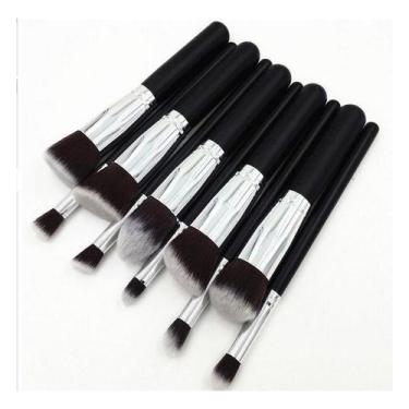 Imagem de Conjunto de pincéis de maquiagem, 10 peças de cabelo sintético preto, 