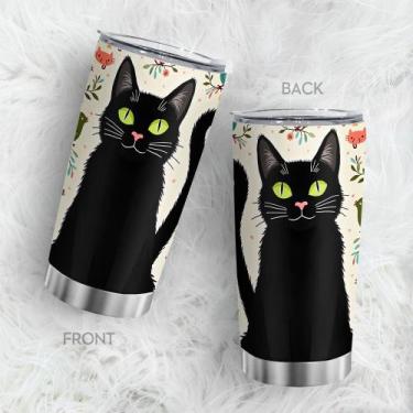 Imagem de Caneca de viagem Oasisdream Tumbler 600 ml com estampa de gato