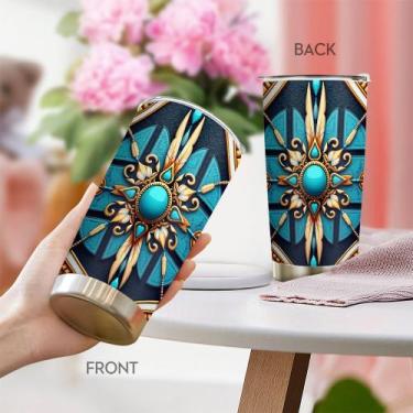 Imagem de Caneca de viagem Oasisdream Tumbler de aço inoxidável 600mL com tampa