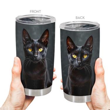 Imagem de Caneca de viagem Oasisdream Tumbler 600 ml com estampa de gato