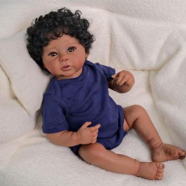 Imagem de Boneca Reborn NPK de 20 polegadas Raven Black Skin Baby Boy - Stqc