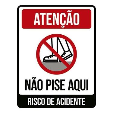 Imagem de Kit 10 Placa Acm Atenção Não Pise Aqui Risco Acidente 18X23 - Sinalizo