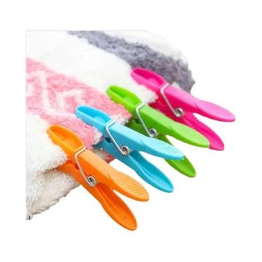 Imagem de Pregadores De Roupa De Plástico Grandes 48/24 Peças Com Ganchos De Arm