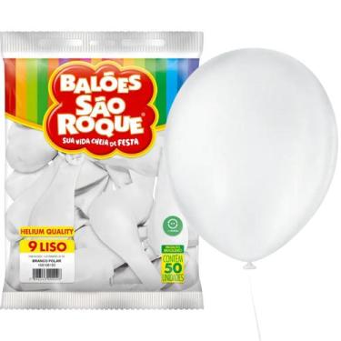 Imagem de Balões 09 Liso Com 50un Bexigas Branco Polar 108106150 - São Roque