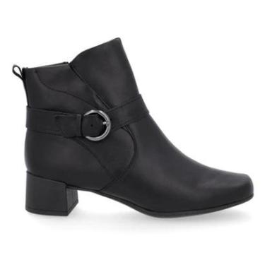 Imagem de Bota Usaflex Feminina Em Couro Salto Bloco Cano Curto Fivela AL1102-Feminino