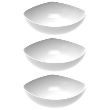 Imagem de Conjunto 3 Tigelas Plásticas Brancas Saladeira Sobremesa Trio Crippa B