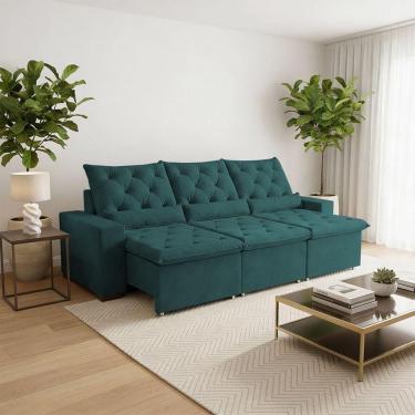 Imagem de Sofá Retrátil Confort Plus 250m Suede Reclinável E Ultra Conforto Em 3 Lugares Milão Verde