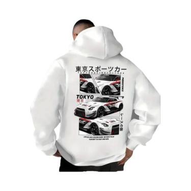 Imagem de Moletom Masculino Casual Estilo Streetwear Com Estampa Grande De Motoc