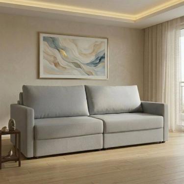Imagem de Sofá-cama Retrátil e Reclinável com Baú 2 Lugares 220cm Utila Cinza