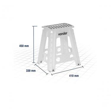 Imagem de Banqueta Plástica Dobrável 35.40.045.000 Assento em Plástico Base Fixa sem Encosto Altura 450MM