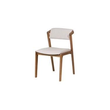 Imagem de Cadeira de Jantar Santorini - Avelã e Tecido Cru - Meu Móvel de Madeira Marrom