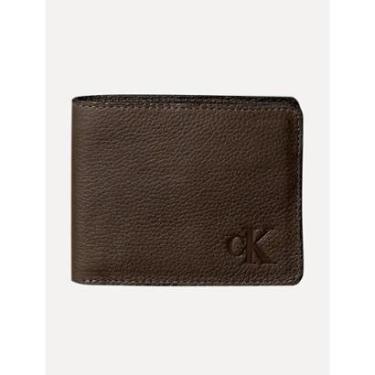 Imagem de Carteira Calvin Klein Jeans Couro Média CKJ Floater Queima Marrom Café-Masculino