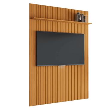 Imagem de Painel para TV até 55 Polegadas 1,39x2,40m Ripado com Prateleira Arbo Cedro EDN