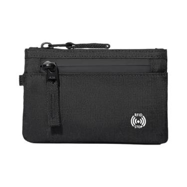Imagem de Carteira Masculina Slim De Nylon Com Zíper, Porta-Cartões, Chaveiro E 
