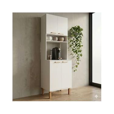 Imagem de Armário de Cozinha Multiuso Bartira Ágata 60cm 4 Portas 1 Nicho 1 Prateleira