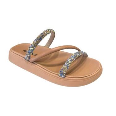 Imagem de Tamanco Papete Fem Moleca Brilho Azul Nude 5469.121, 35, Nude