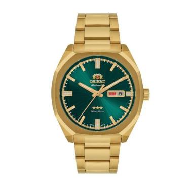 Imagem de Relogio orient automatico verde metal dourado nh3gg008 e1kx, DOURADO