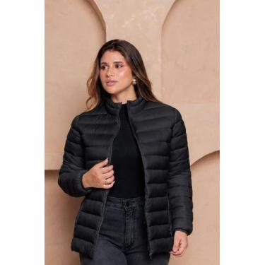 Imagem de Jaqueta Puffer com Zíper e Bolsos Frontal Bobojaco Feminino COR:PRETOT