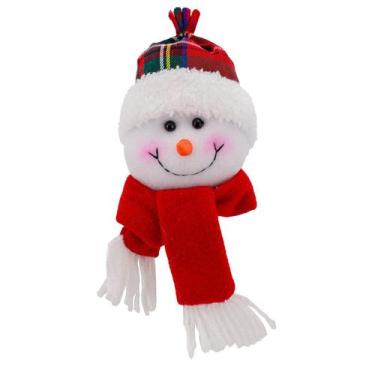 Imagem de Enfeite Árvore Natal Pendente Boneco Neve Xadrez 1 Peça 20cm - Genéric